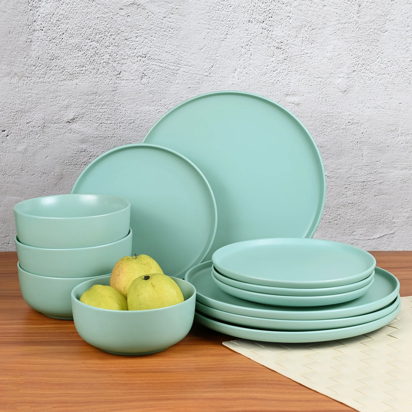 Alessandra Mint 12-Piece Stoneware Dinnerware Set