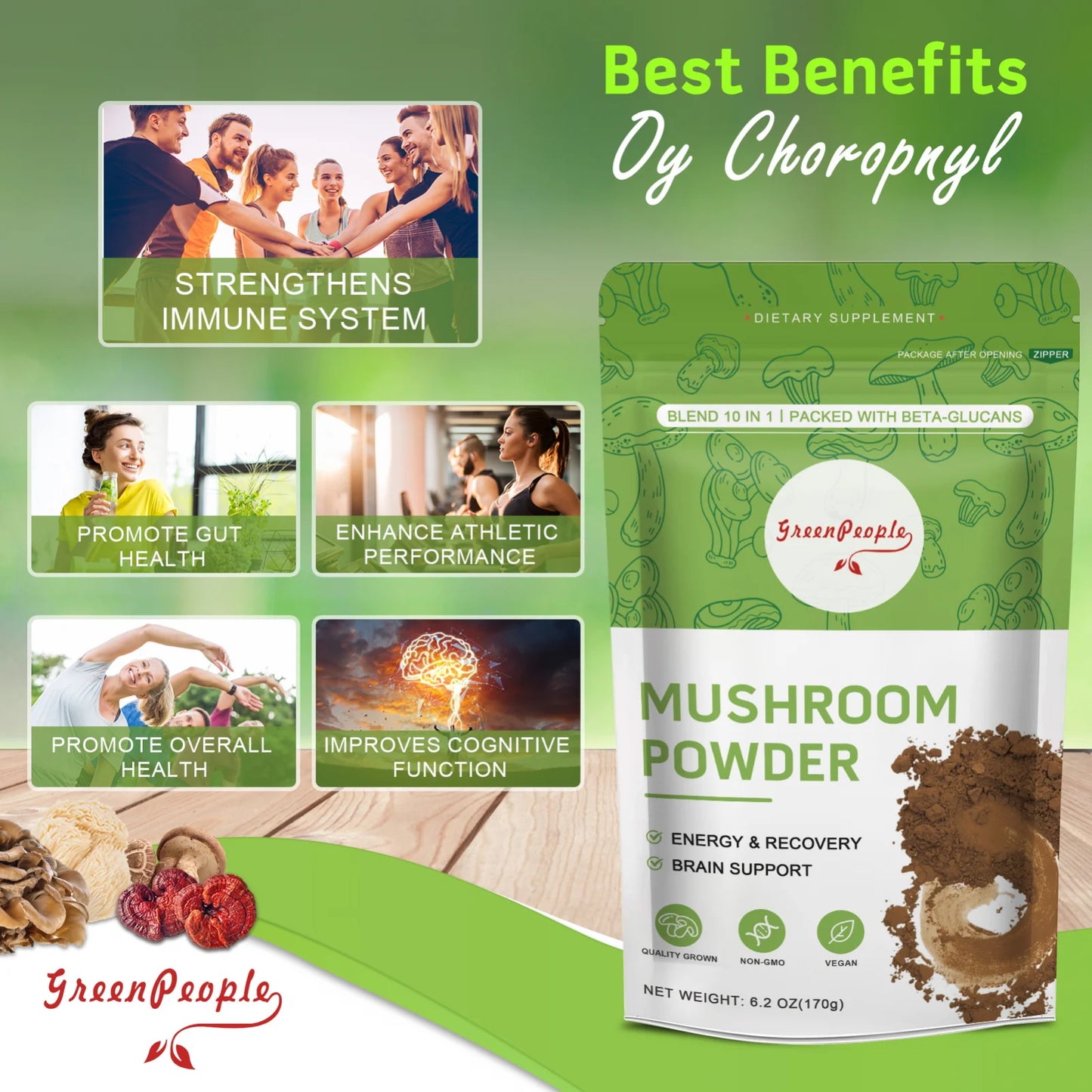 Mushroom Coffee- 10 Mushroom Blend plus Cordycepsour Superfood Powder- 6.2Oz (60 Servings) by