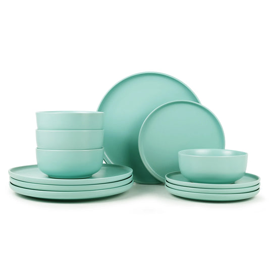 Alessandra Mint 12-Piece Stoneware Dinnerware Set