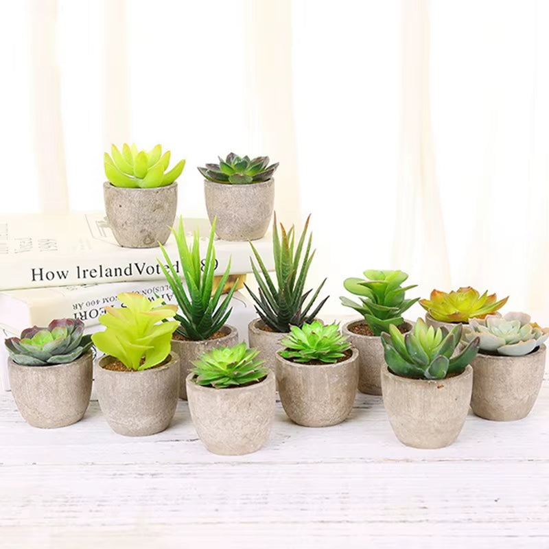 Plastic Mini Artificial Bonsai Fake Decorative Ball Plants Simulation Mini Plants Artificial Succulent Plants for Home Decor