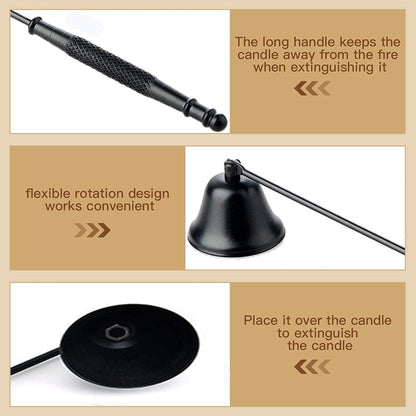 Candle Snuffer,Candle Extinguisher Candlesnuffers Wick Snuffer Accessory Candle Extinguisher with Long Handle for Putting Out Nest Candles Flame (Black 2Pcs)