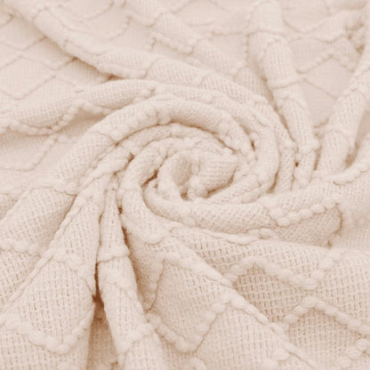 White Blanket Throw, Knit Throw Blanket, Boho Throw Blanket for Couch,Bed, Farmhouse Throw Blanket, Lightweight Woven Throw Blanket, Decorative Throw Blanket (50"X60")