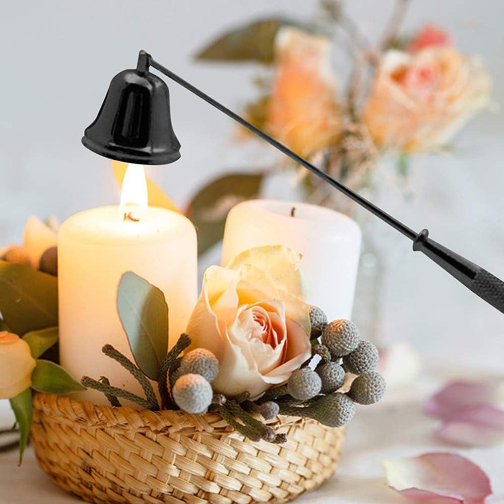 Candle Snuffer,Candle Extinguisher Candlesnuffers Wick Snuffer Accessory Candle Extinguisher with Long Handle for Putting Out Nest Candles Flame (Black 2Pcs)