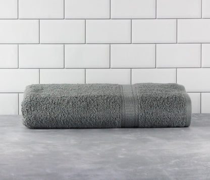 (2 Pack)  Basic Bath Collection - Single Bath Towel, Solid Grey