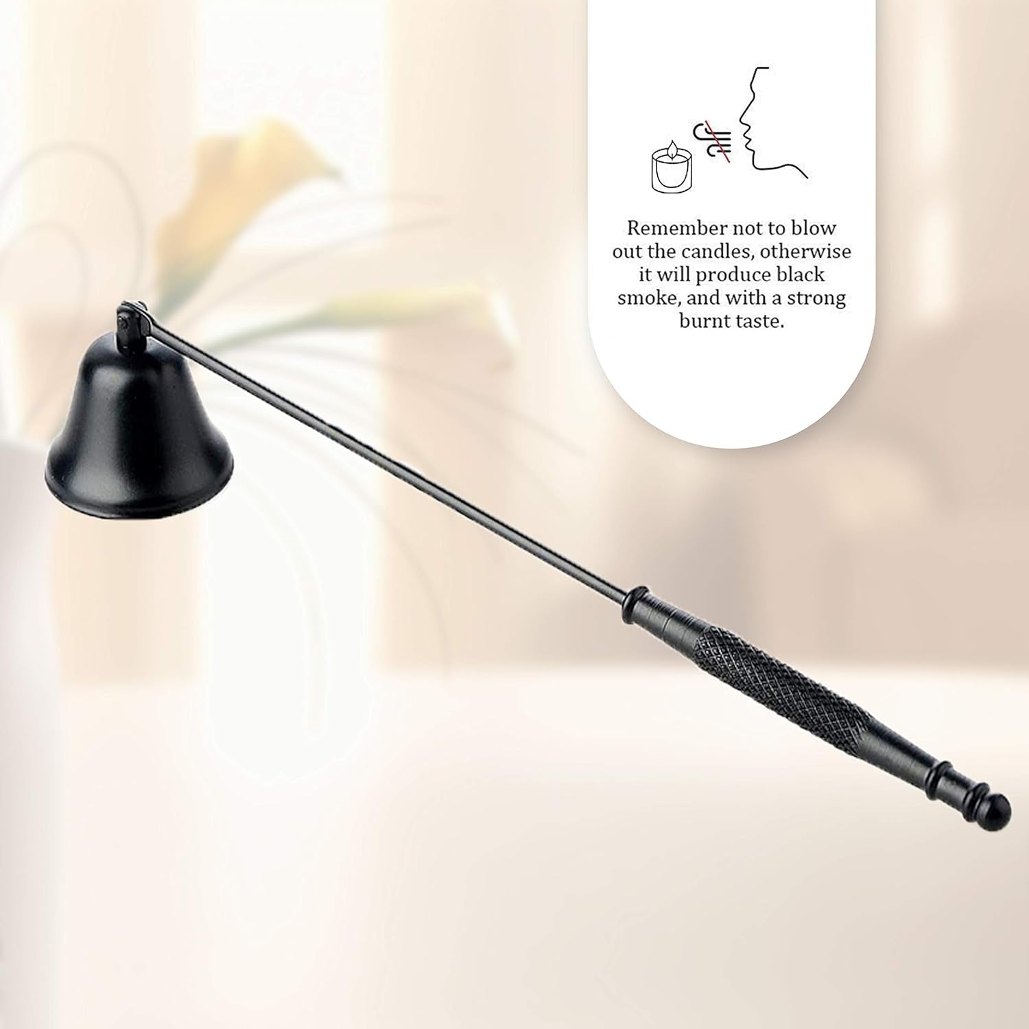 Candle Snuffer,Candle Extinguisher Candlesnuffers Wick Snuffer Accessory Candle Extinguisher with Long Handle for Putting Out Nest Candles Flame (Black 2Pcs)