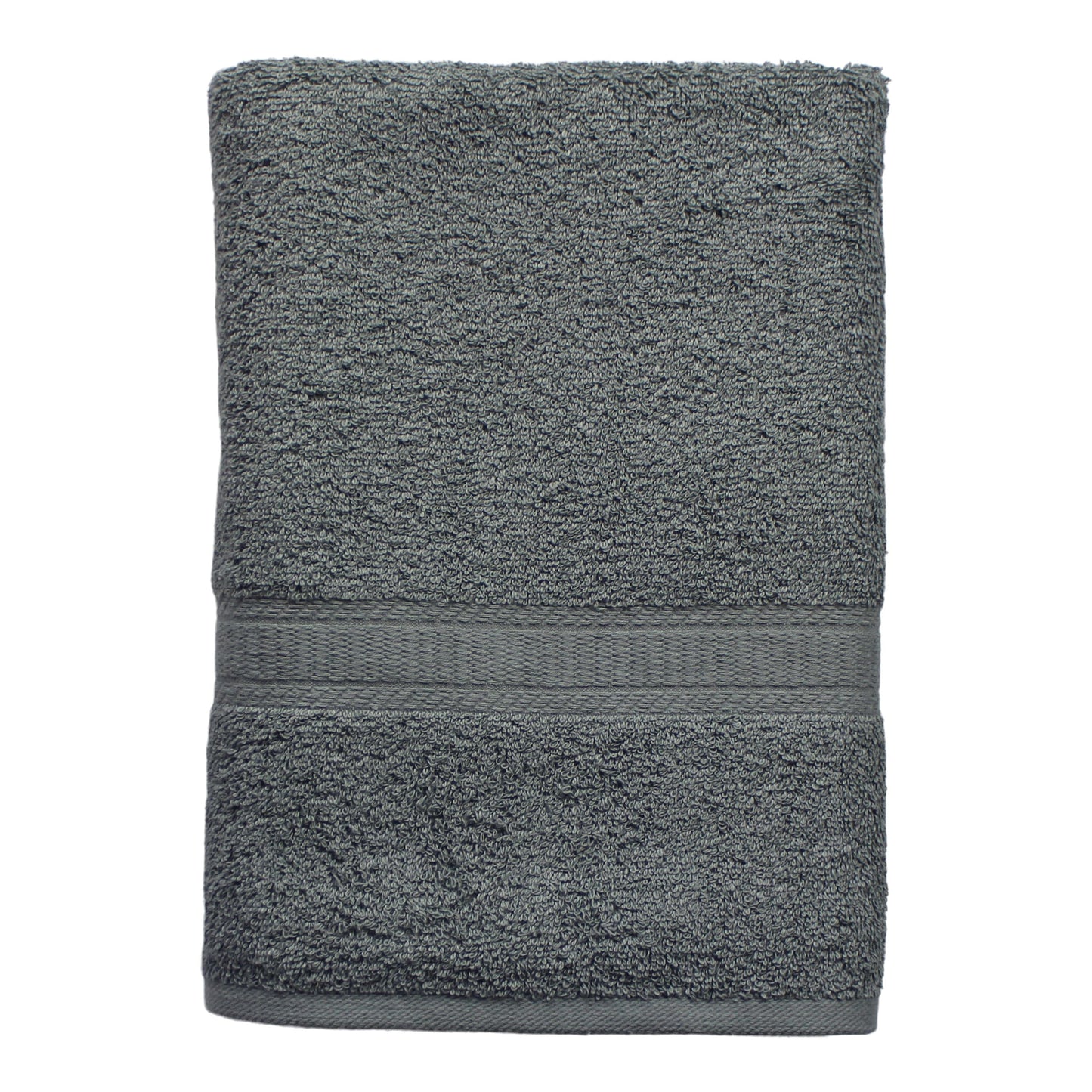 (2 Pack)  Basic Bath Collection - Single Bath Towel, Solid Grey