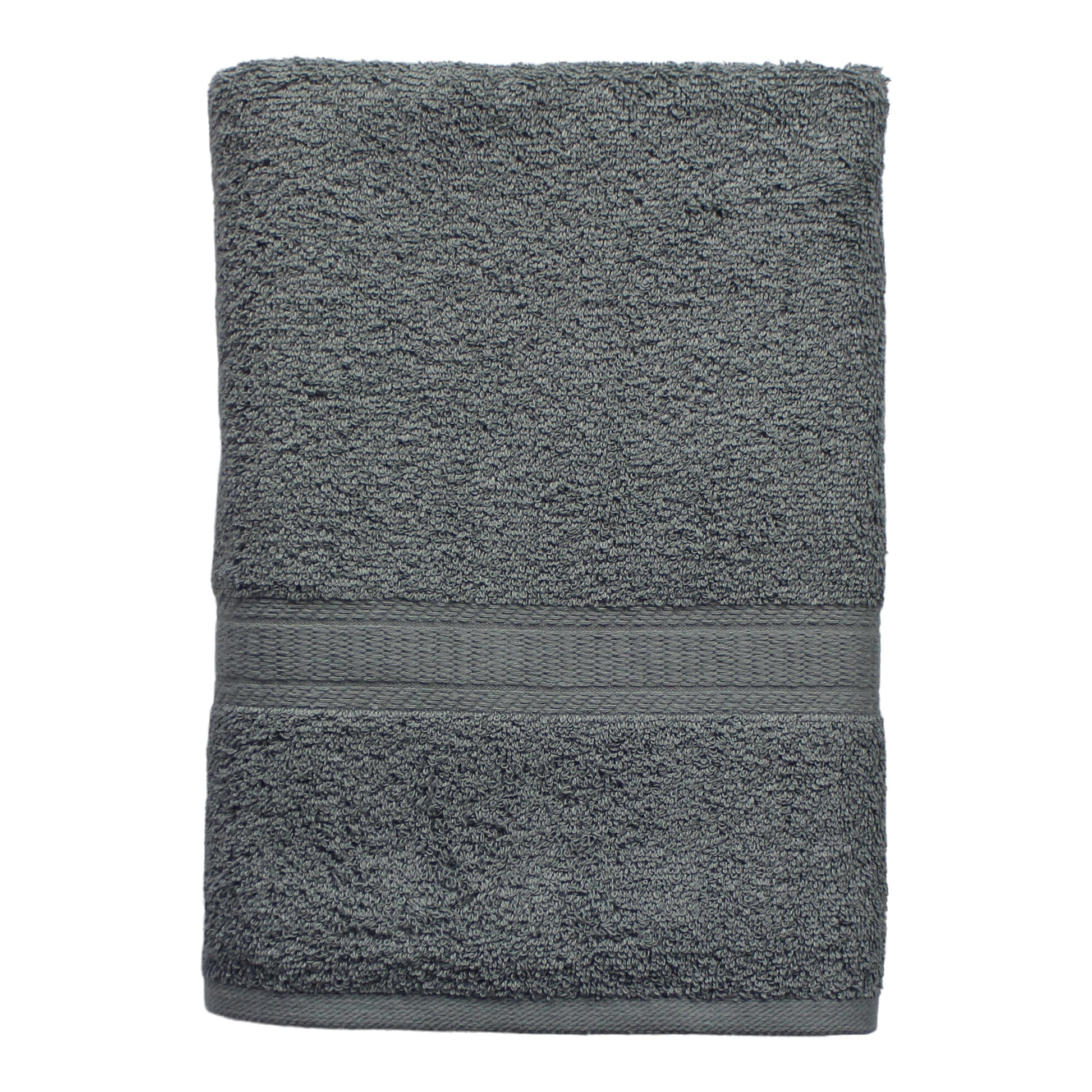 (2 Pack)  Basic Bath Collection - Single Bath Towel, Solid Grey