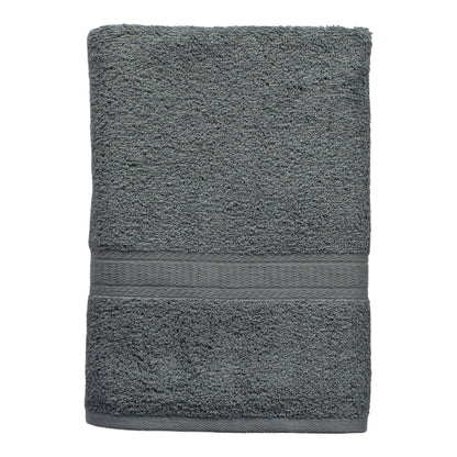 (2 Pack)  Basic Bath Collection - Single Bath Towel, Solid Grey
